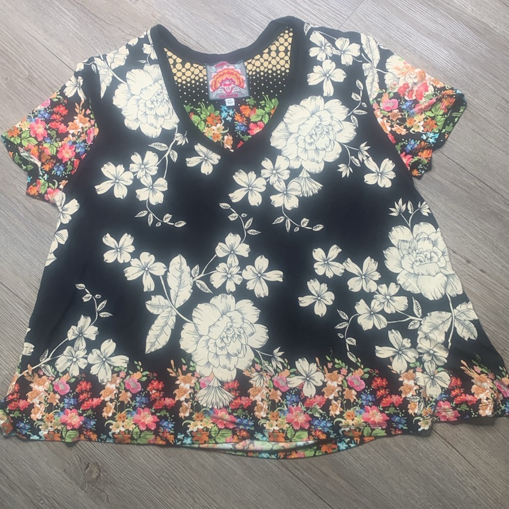Johnny Was Redland Favorite Bamboo Stretch Knit Floral Print V-Neck Teeshirt XXL - Picture 5 of 12